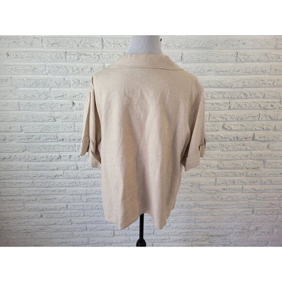 Requirements Petite Womens Shirt 2XWP Roll Tab Sleeve Button Up Embroider BRO74E - Picture 6 of 8